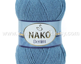 60% Cotton Acrylic Yarn by Nako Denim 100gr 200m,Knit,Crochet Cardigan,Seater,Pullover, Blouse, Shawl, Scarf, Beret Spring,Fall,Winter