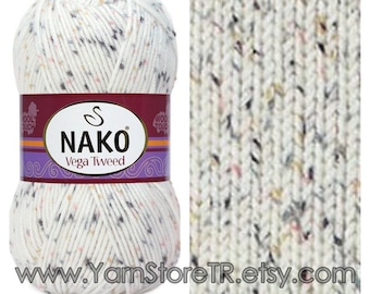 8x Nako Vega Tweed Premium Acrylic Fall Winter Yarn Knitting Crocheting by Nako 100gr 195m