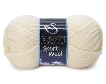25% Wool Clotted Cream DK Yarn Knitting by Nako Sport Wool 100gr 120m, Knit Scarf,Cowl,Hat,Cardigan,Cape, Fall,Winter Yarn