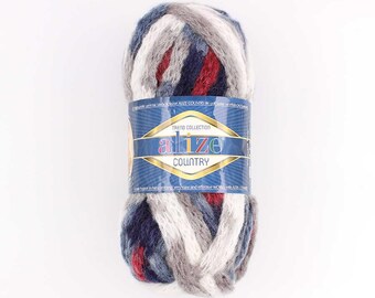 Alize Country New 100gr 34m, Knit Scarf,Cowl,Hat,Cardigan,Cape, Fall,Winter Yarn