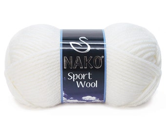 25% Wool White DK Yarn Knitting by Nako Sport Wool 100gr 120m, Knit Scarf,Cowl,Hat,Cardigan,Cape, Fall,Winter Yarn