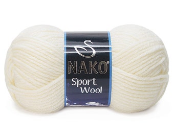 25% Wool Ecru DK Yarn Knitting by Nako Sport Wool 100gr 120m, Knit Scarf,Cowl,Hat,Cardigan,Cape, Fall,Winter Yarn