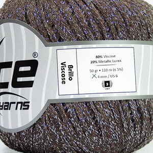 Brillo Viskose Silber braun Garn stricken häkeln durch Eis Garne 50gr 110m Bluse, Bikini, Short, Stirnband
