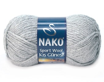 25% Wool Yarn Knitting by Nako Sport Wool Kış Guneşi Winter Sun KG 100gr 120m 16 Colors