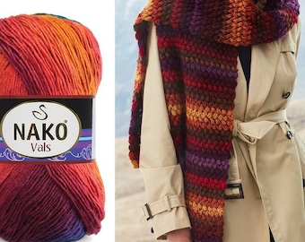 Nako Vals Premium Acrylic Yarn by Nako Vals 100gr 240m,Knit,Crochet Cardigan, Pullover, Blouse, Shawl, Scarf, Beret Fall,Winter