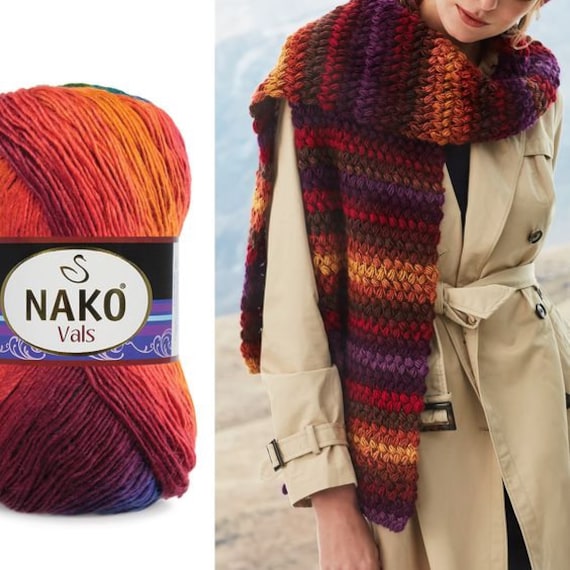 NAKO Vals100%アクリル 段染め毛糸 100g,240mトルコ製9玉