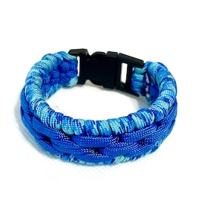 Sanctified weave blue wide paracord bracelet, Unisex woven bracelet,