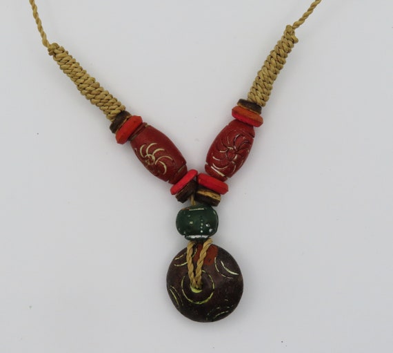 Vintage African Colorful Beads And Hemp Cord Adju… - image 3