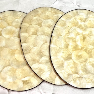 Vintage set of 3 oval capiz shell placemats