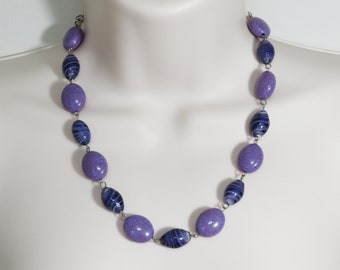 Purple Lampwork Glass Beaded Chain Necklace - 19"