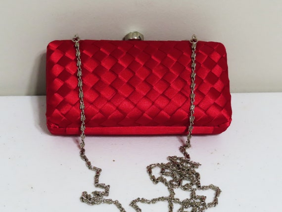 Red satin weave box clutch, Formal clutch, Women … - image 2
