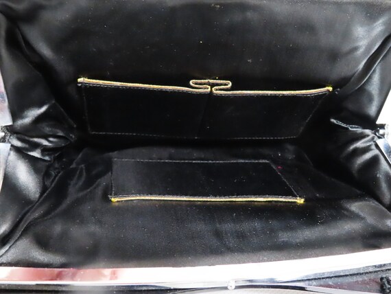 Vintage black floral  beaded handbag,  Evening be… - image 2