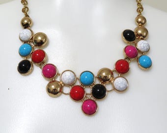 Collier Plastron Bohème Chic Avec Cabochon Central - Neuf Avec étiquettes - Marque Gugu