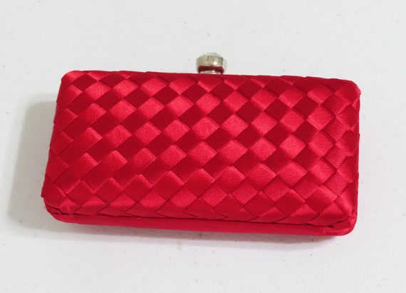 Red satin weave box clutch, Formal clutch, Women … - image 3