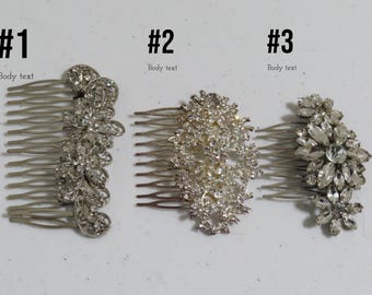 Bridal silver rhinestone hair comb, Crystal wedding comb, Chroose the style