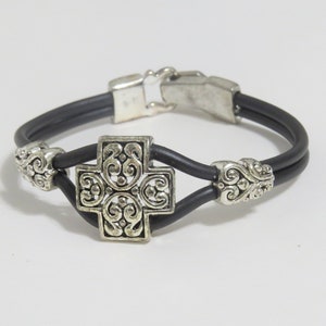 Cross leather bracelet, Unisex bracelet