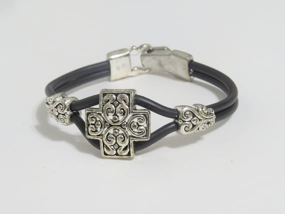Cross leather bracelet, Unisex bracelet - image 1