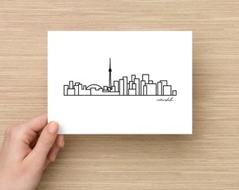 City Skyline Postcard - Canada Print 5"x7" - Travel Gift and Mementos of cities you love - Collectible Minimalist Prints