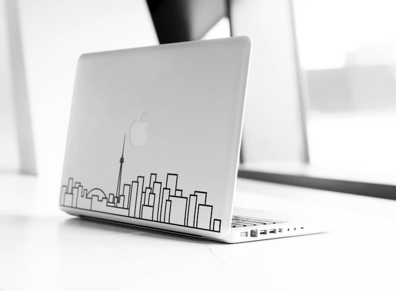 Toronto Skyline Art Decal White Decorative sticker for MacBook / laptop / wall / door / window image 4