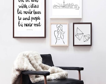 Typography Prints - Travel Quotes - In Love with Cities - Unframed digital graphic