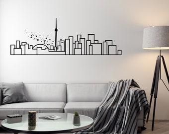 Minimalistische Wandtatto - Toronto Skyline - Dekorativer Wandsticker für Dein Zuhause - Reise themenbezogenes und skandinavisches Design