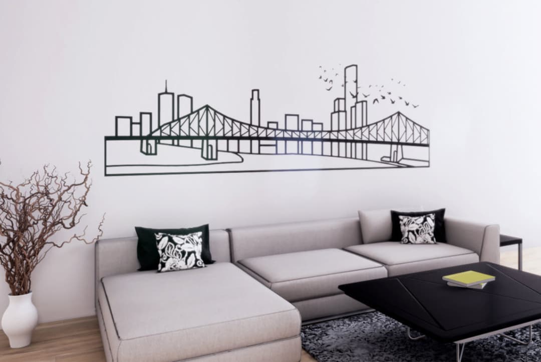 Minimalist Wall Decal Brisbane Skyline Graphic Decorative City Sticker