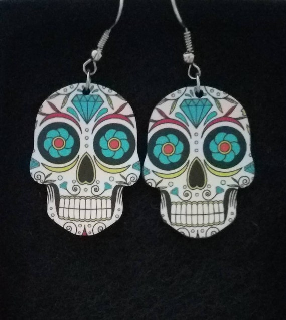 Dia de los Muertos Sugar skull Dangle Earrings