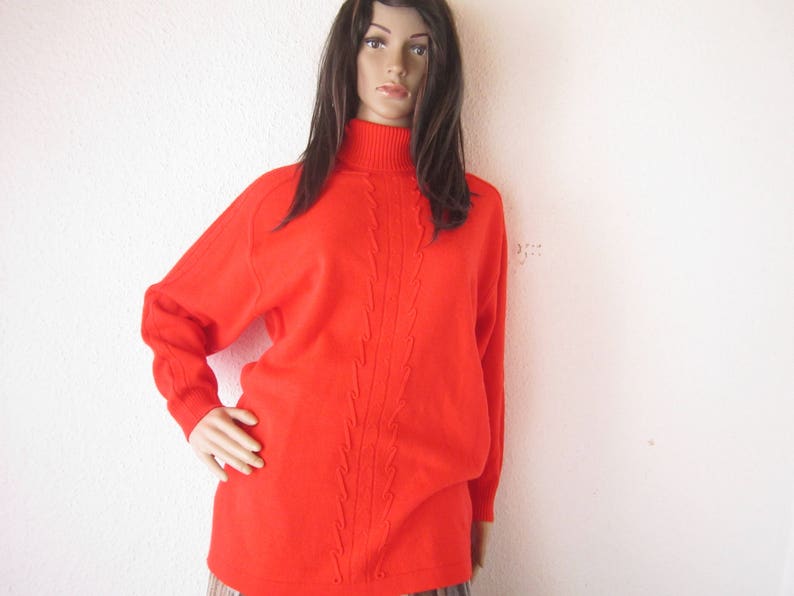 Vintage 80s turtleneck wool sweater oversize