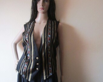 True Vintage 80s brocade vest Gilet Unisex
