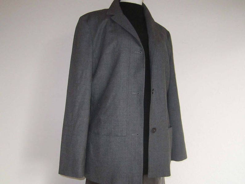 1990s German Vintage Three-Button Single-Breasted Wool Jacket European Retro Menswear Size 46 USUK Light Blue Blazer