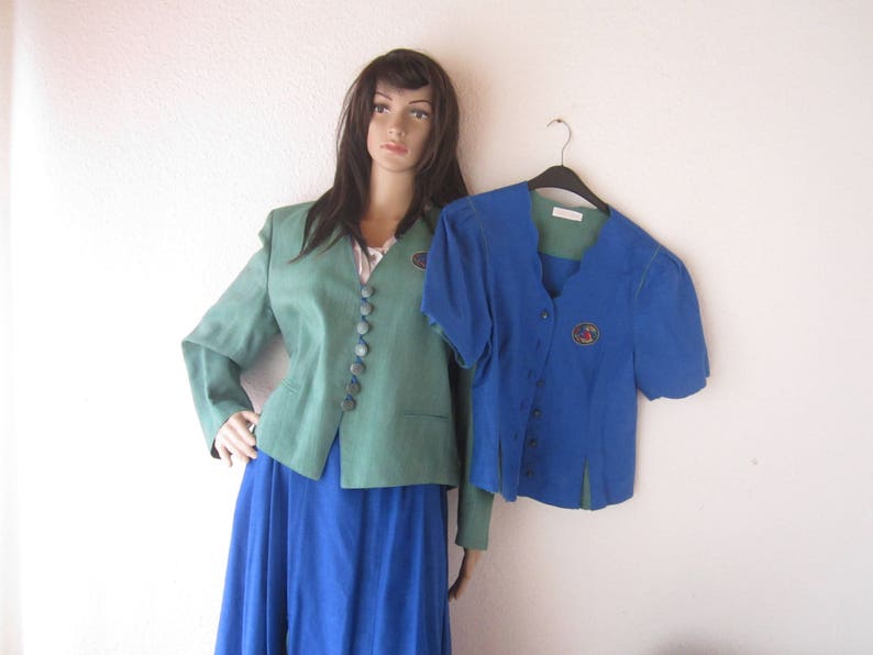 Vintage 80s Costumes Combination 4 Parts Julius Lang Dirndl Costume Dress Skirt Blouse 40Meter
