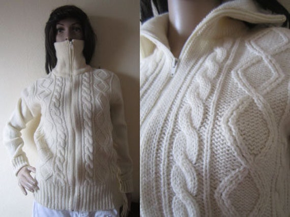 Vintage Strickjacke 100% Wolle Norweger Pullover