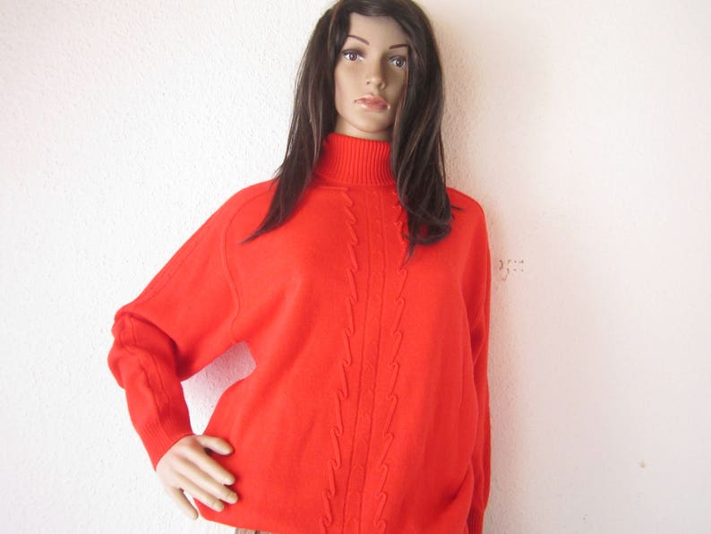 Vintage 80s turtleneck wool sweater oversize
