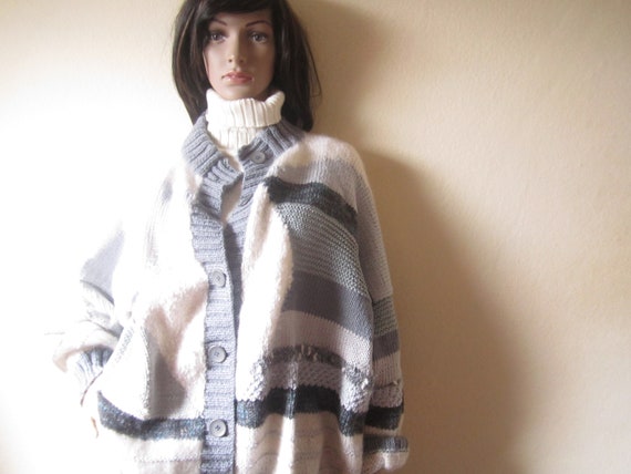 Vintage Handmade Wool Cardigan Strickjacke Oversiz