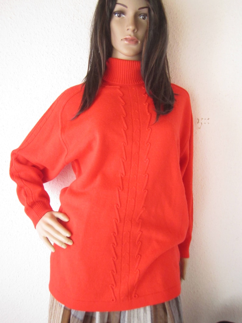 Vintage 80s turtleneck wool sweater oversize