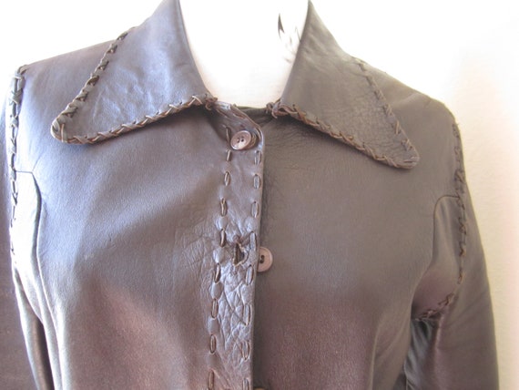 Vintage 70s Leather Jacket 70s Leather Shirt Jacke