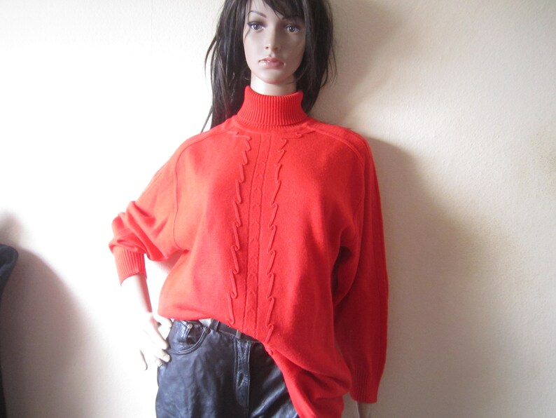 Vintage 80s turtleneck wool sweater oversize