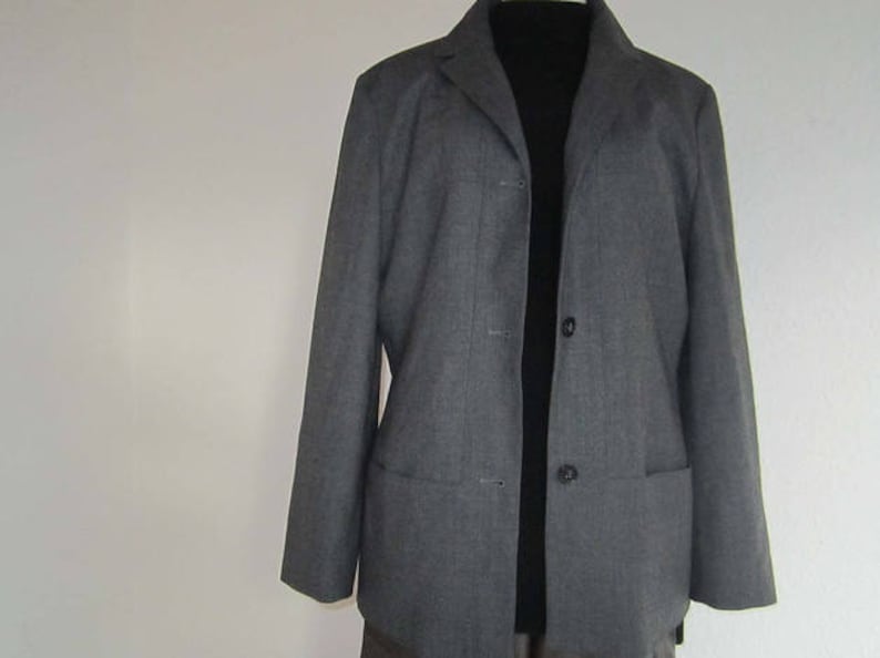 1990s German Vintage Three-Button Single-Breasted Wool Jacket European Retro Menswear Size 46 USUK Light Blue Blazer