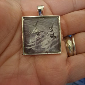 1&quot; x 1&quot; Square Photo Pendant: The Water Skiing Witches