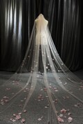 Ls66/3D dusty pink floral veil/1 tier veil/cathedral veil/ bridal veil/flower veil/ custom veil product logo