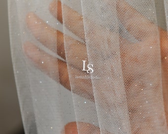 LS110/Sparkle veil /Off white glitter veil / 1 tier veil/ cathedral veil/customveil