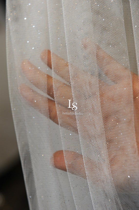 Ls110/sparkle Veil /off White Glitter Veil / 1 Tier Veil/ | Etsy New Zealand