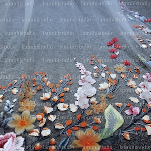 LS166/3D Embroidery flower veil / bridal veil/ flower veil/ wedding veil/ custom veil