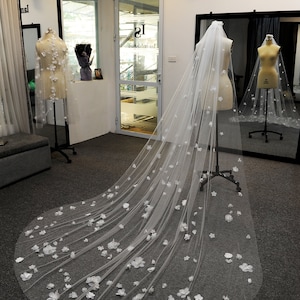 LS83/ 3D Big flower veil / 1 tier veil/ cathedral veil/ custom veil