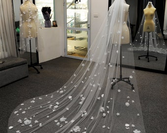 LS83/ 3D Big flower veil / 1 tier veil/ cathedral veil/ custom veil