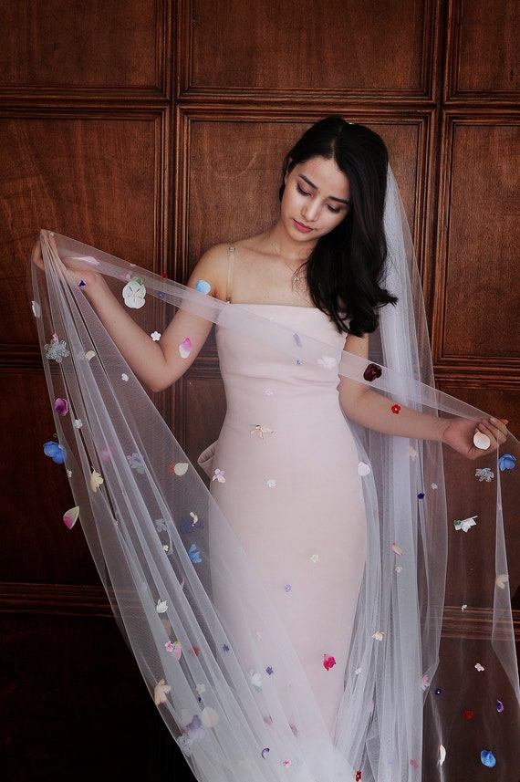Ls60/floral Veil/ 1 Tier Veil/cathedral Veil/custom Veil - Etsy