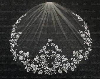 LS56/ lace veil/bridal veil/ wedding veil/ bespoke veil/ custom veil/ 1 tier veil