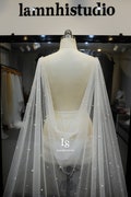 LS103/ Sparkle cape veil/ glitter cape veil/pearl veil / cape veil/ cathedral veil/ custom veil/chapel cape veil product logo