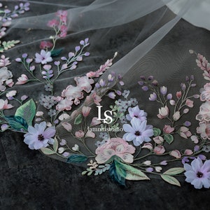 LS133/ 3D Embroidery flower veil / bridal veil/ flower veil/ wedding veil/ custom veil