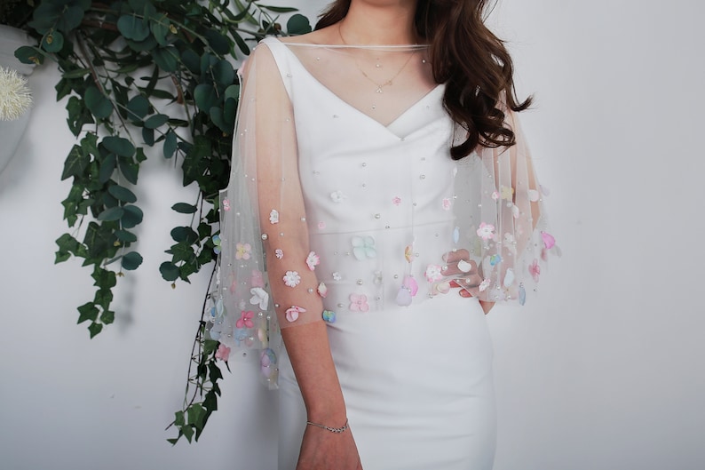 Bridal Bolero LS1303d flower cape bridal cape Bridal Cover Up Custom Wedding Cover Up Wedding cover up,Wedding Capelet Cape